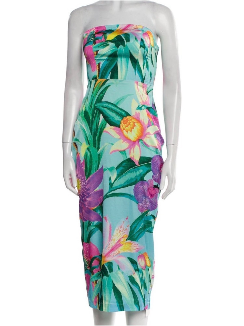 Rococo Sand Light Aqua Strapless Dress Tropical XS